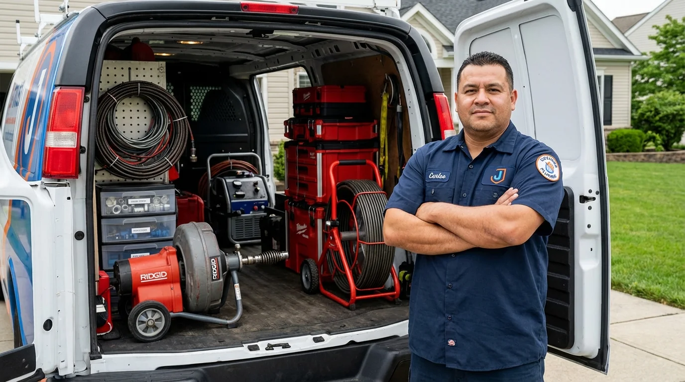Professional drain cleaning equipment and Johns Plumbing LLC plumber in Reedsburg