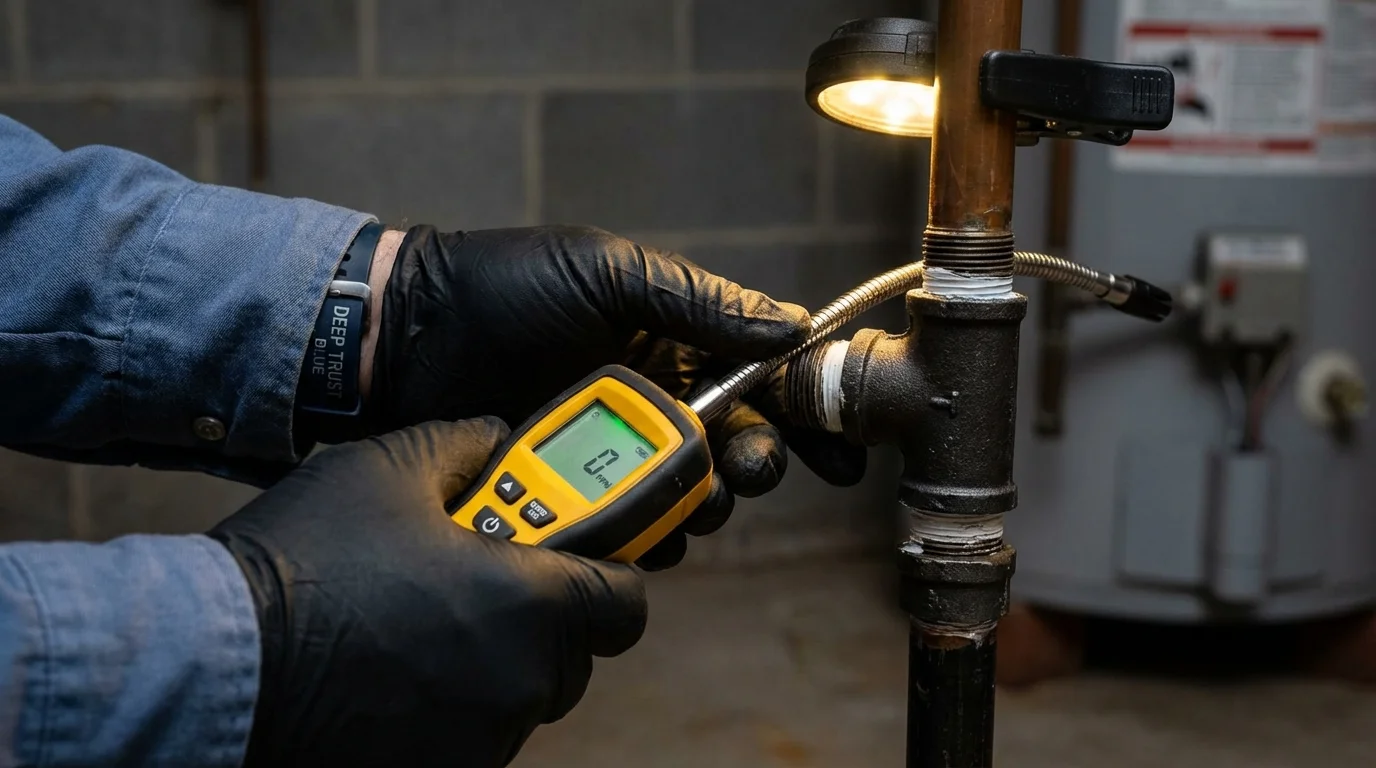 Gas leak detection with electronic sniffer by Johns Plumbing LLC in Reedsburg