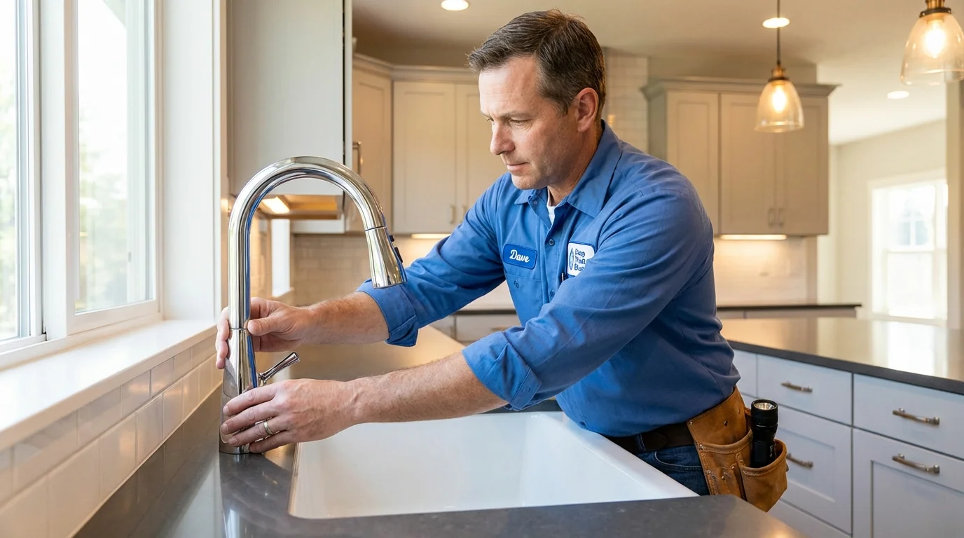 Kitchen faucet installation by Johns Plumbing LLC in Reedsburg