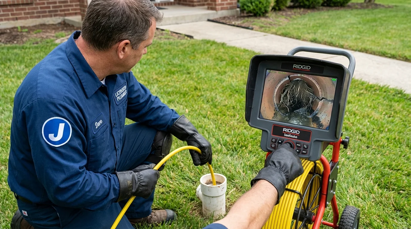 Sewer camera inspection being performed by Johns Plumbing LLC in Reedsburg
